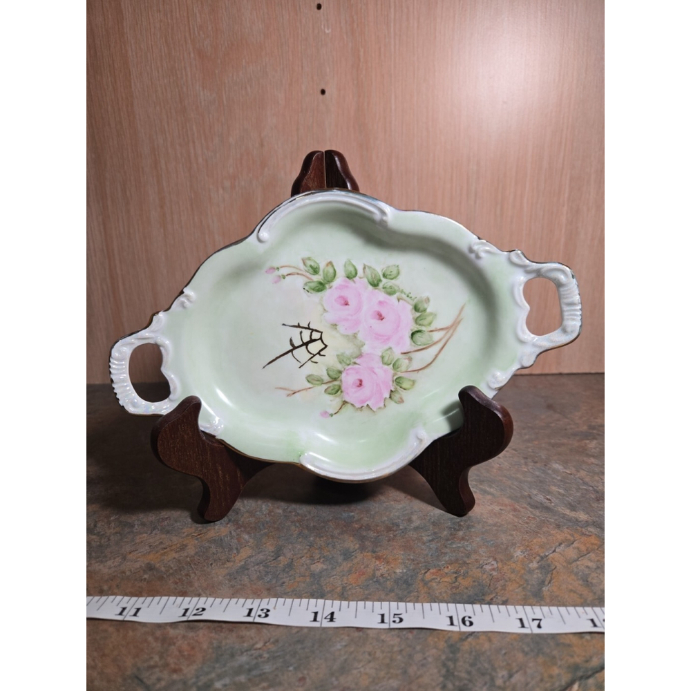 Vintage Hand Painted 9in Unmarked Tray Platter